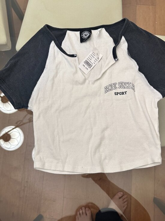 PacSun Tops - PacSun‎ Pacific Sunwear Athletics Crop Top Black White Athletic Tee Size Small